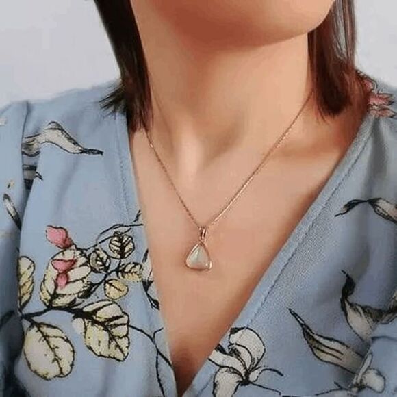 2/$40 Ladies Triangular Opal Necklace - Picture 3 of 11